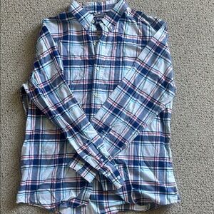 Chaps Blue, Navy & White Plaid Button-Down Shirt